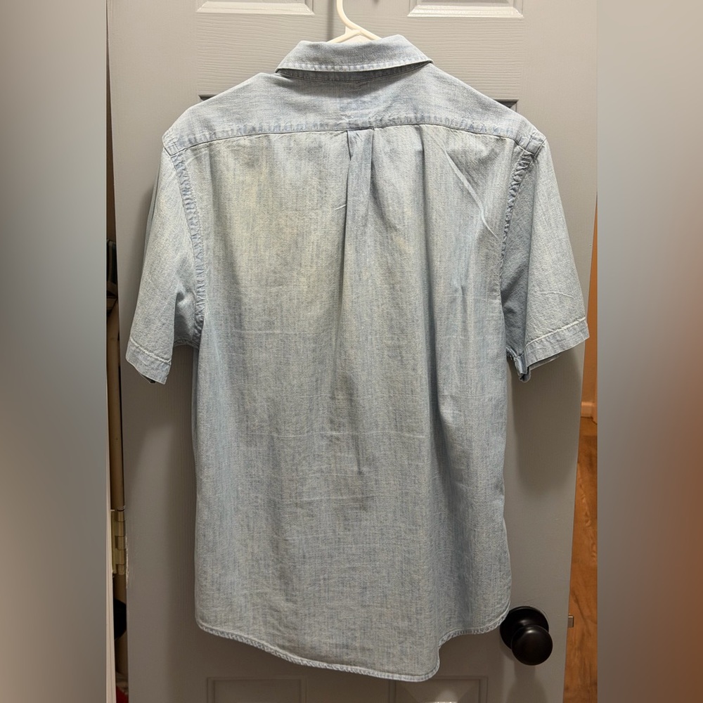 Polo Ralph Lauren Slim Fit Short Sleeve Chambray Button Down Shirt Large Blue - Picture 5 of 6